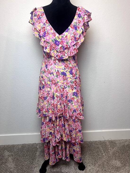 Anthropologie Dresses & Skirts - WAYF Anthropologie Pink Floral Tiered Ruffle Maxi Dress size small